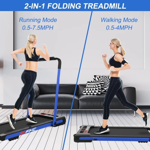 SUGIFT 2 in 1 Under Desk Treadmill Installation-Free Foldable Treadmill Compact Electric Running Machine