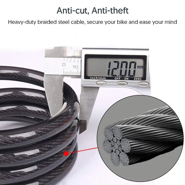 SUGIFT Bike Lock with Combination Kryptonite 4 ft Bicycle Lock Secure 5 Digit Resettable Cable Lock