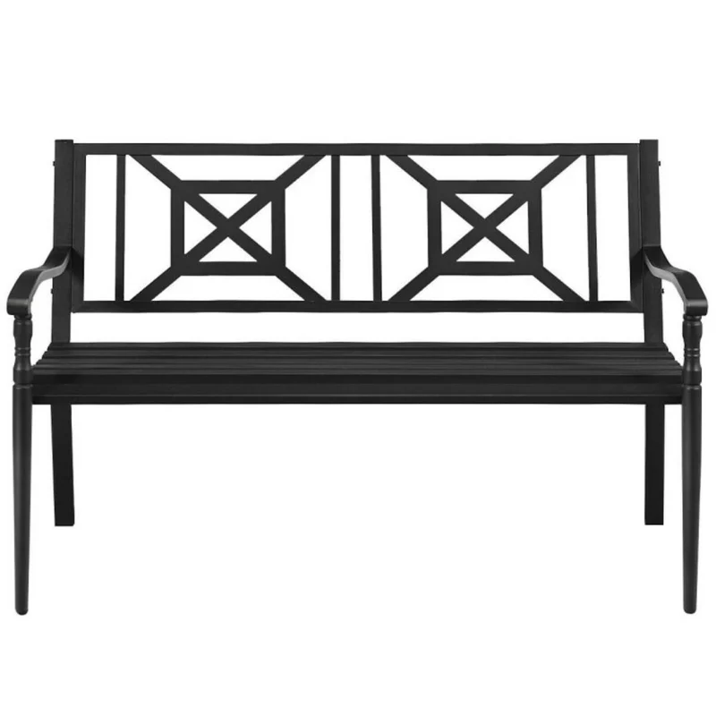 50.5 in. 2-Person Black Metal Outdoor Bench