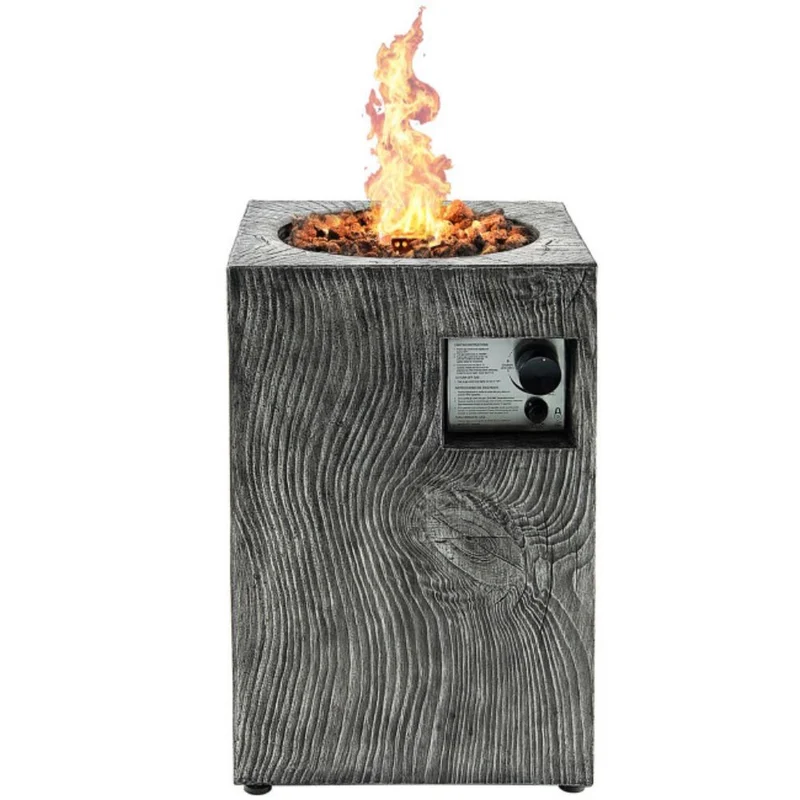 16 in. Outdoor Steel Square Propane Fire Pit with Lava Rocks Waterproof Cover