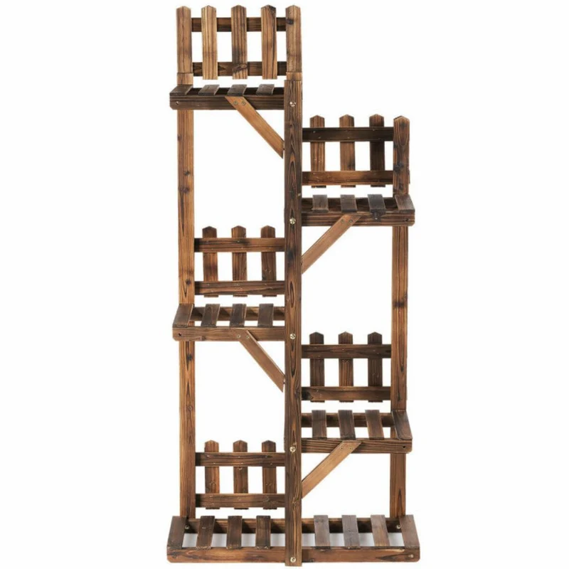 5-Tier Indoor/Outdoor Garden Wooden Plant Flower Stand 6 Pots Display Shelf