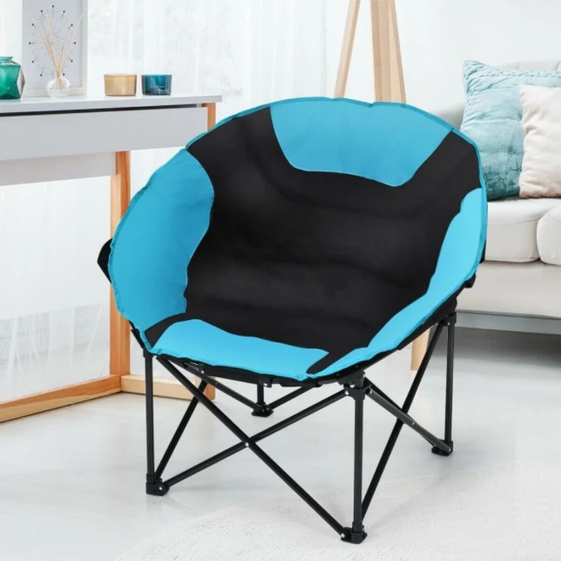Folding Moon Steel Camping Patio Chair with Carrying Bag