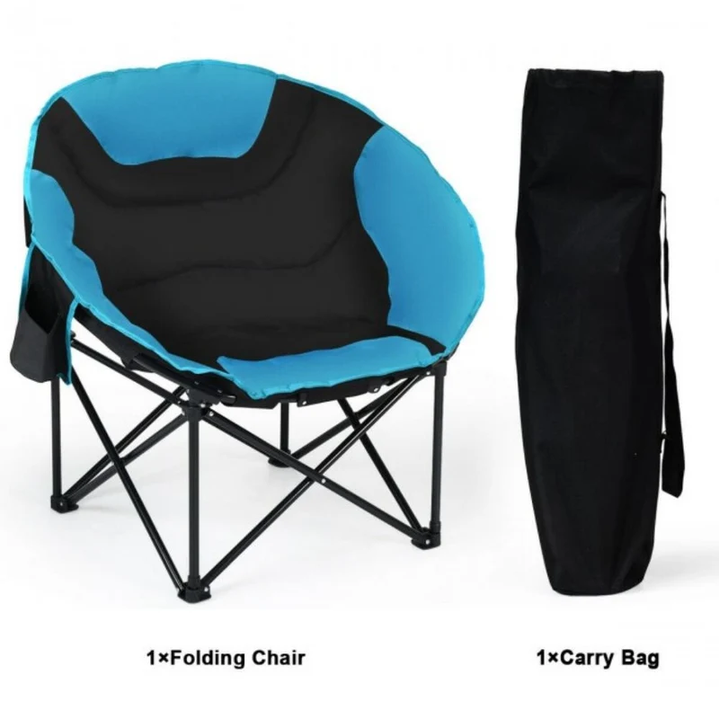 Folding Moon Steel Camping Patio Chair with Carrying Bag