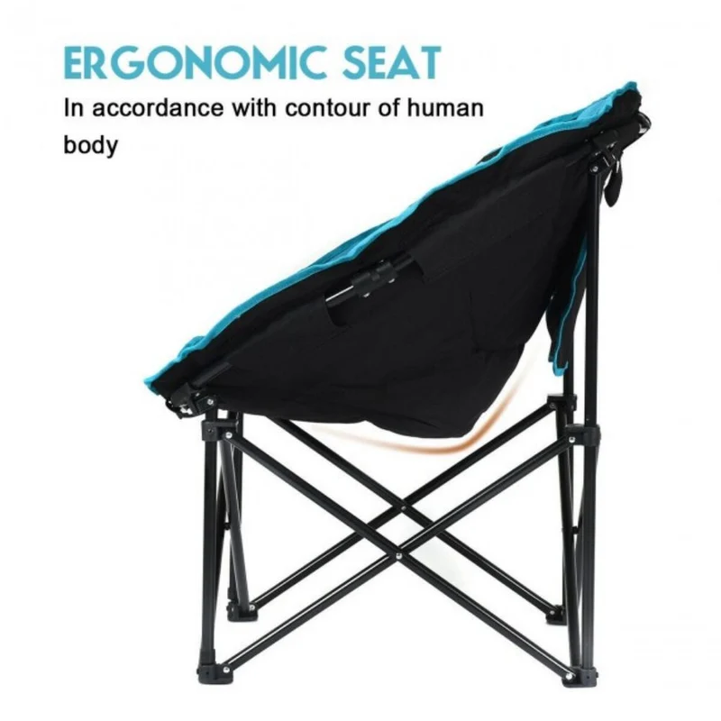 Folding Moon Steel Camping Patio Chair with Carrying Bag
