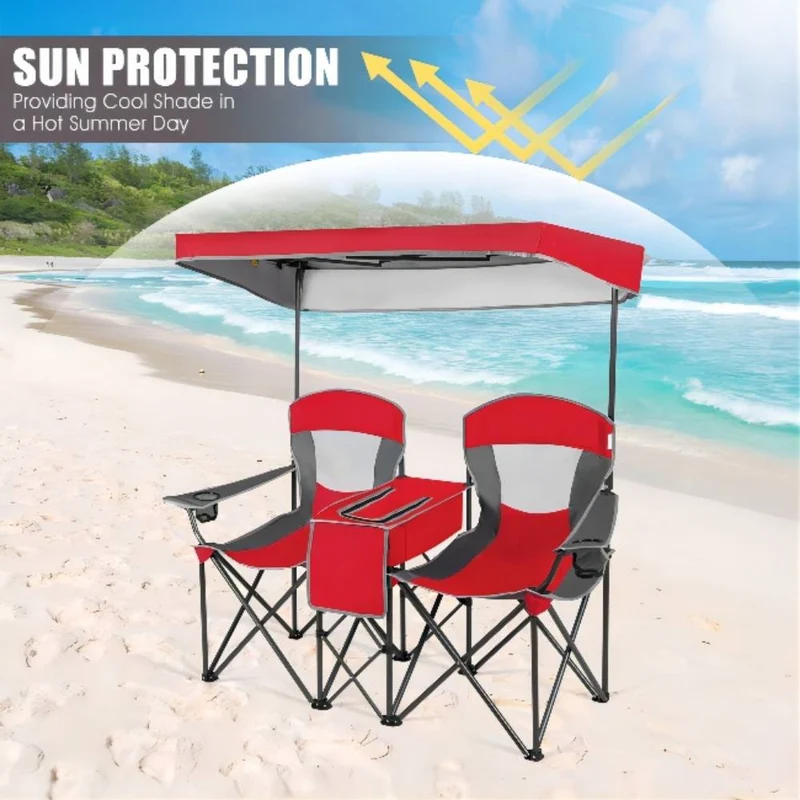 Portable Folding Camping Canopy Chairs with Cup Holder