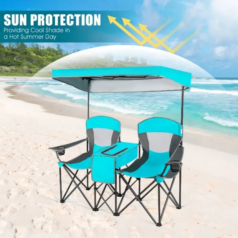 Portable Folding Camping Canopy Chairs with Cup Holder