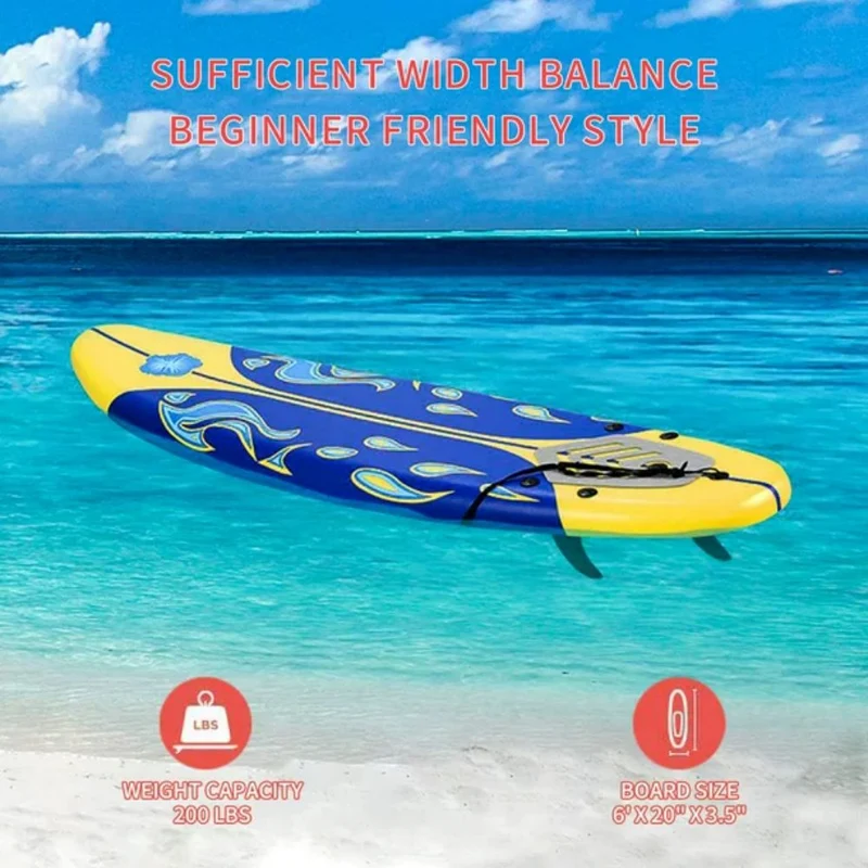 6 ft. Stand-Up Water Surfing Skateboard, Beginner Board