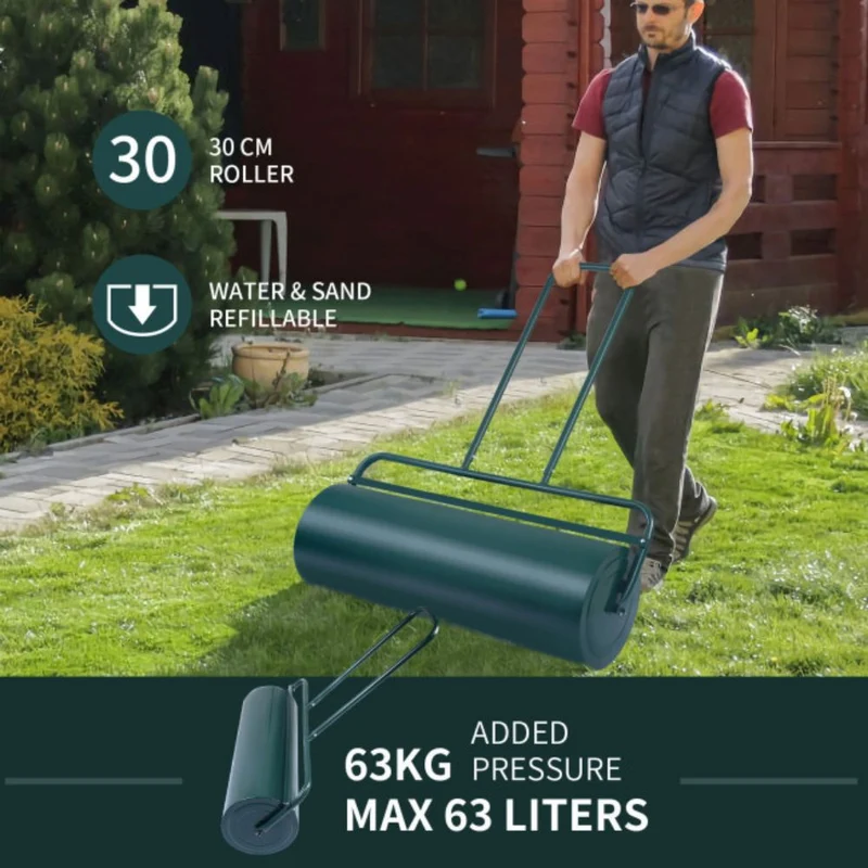 36 in. x 12 in. Tow Lawn Roller Water Filled Metal Push Roller