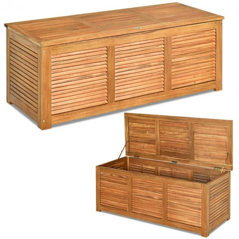 47 Gal. Deck Outdoor Storage Bench Acacia Wood Box