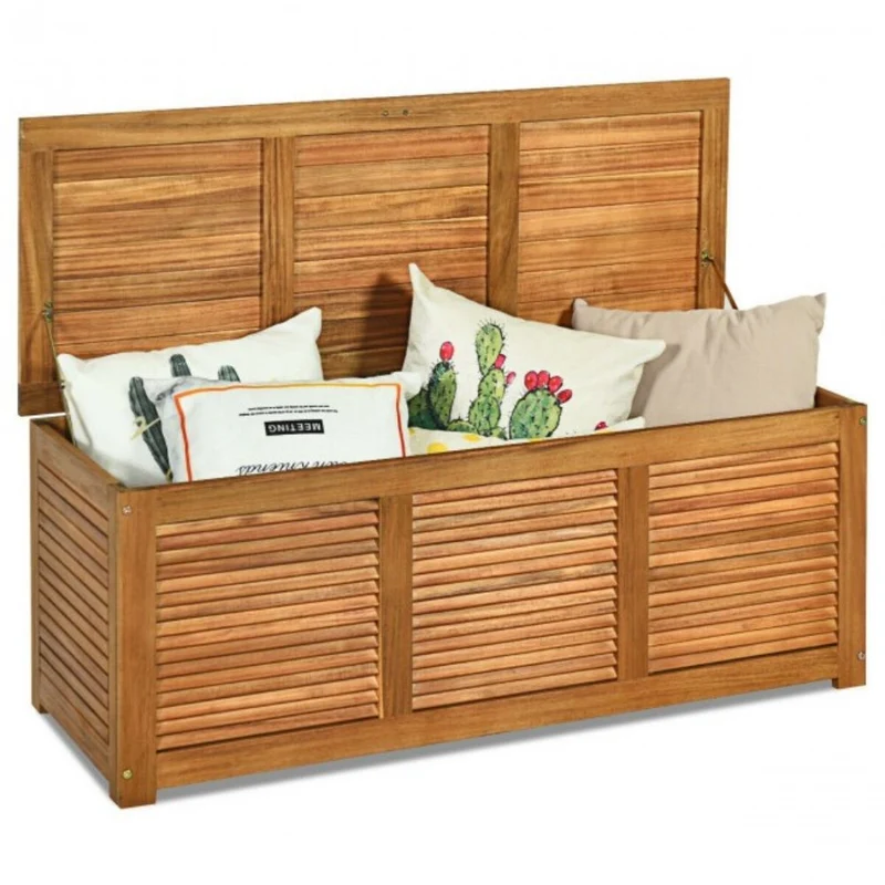 47 Gal. Deck Outdoor Storage Bench Acacia Wood Box