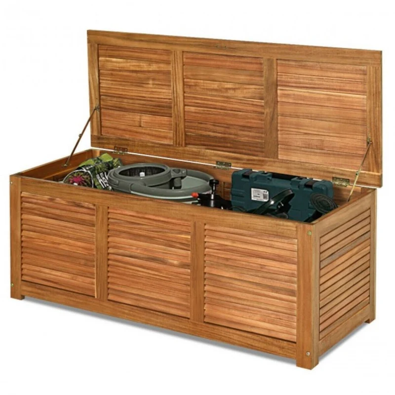 47 Gal. Deck Outdoor Storage Bench Acacia Wood Box