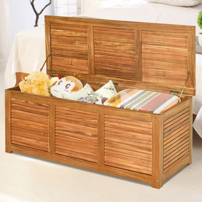 47 Gal. Deck Outdoor Storage Bench Acacia Wood Box