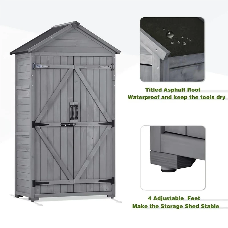 35.4 in. L x 22.4 in. W x 69.3 in. H Outdoor Wood Lean-To Storage Shed With Waterproof Asphalt Roof (5.5 sq. ft.)