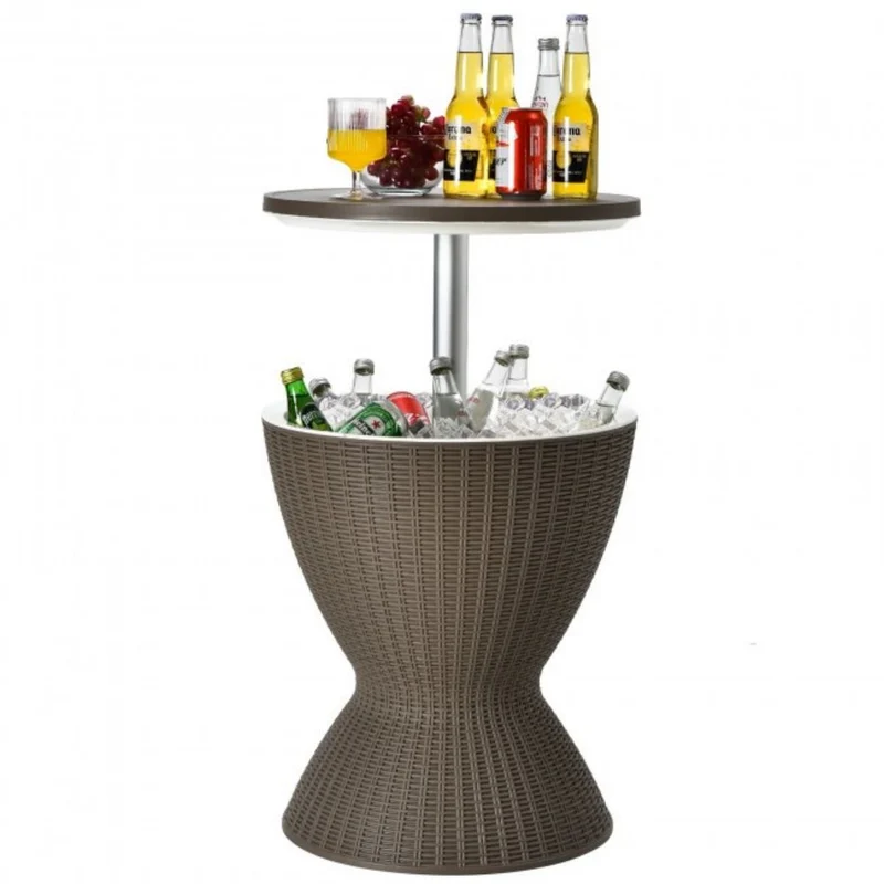 3-in-1 8 Gal. Patio Ice Cooler Bucket Cool Bar Side Table with Adjust Ice Bucket