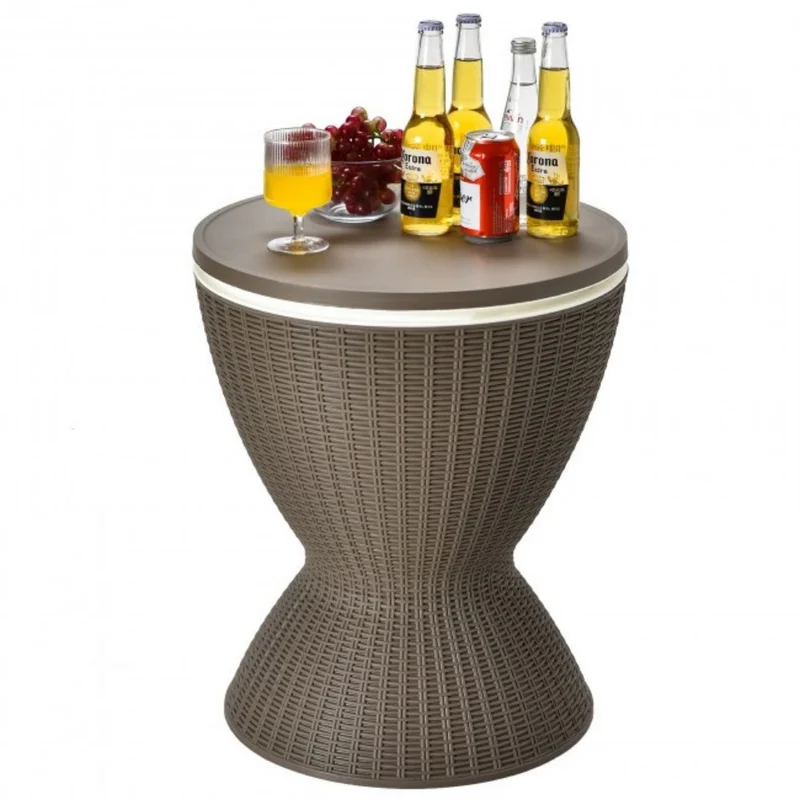 3-in-1 8 Gal. Patio Ice Cooler Bucket Cool Bar Side Table with Adjust Ice Bucket