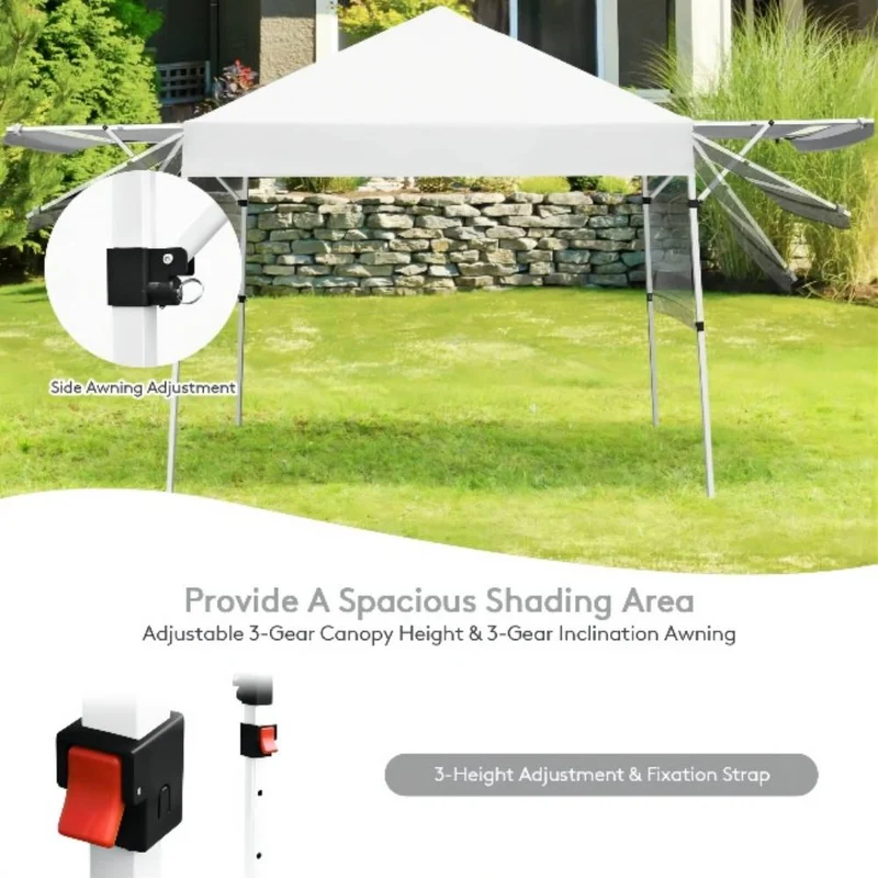 17 ft. x 10 ft. Foldable Pop Up Gazebo Canopy with Adjustable Instant Sun Shelter