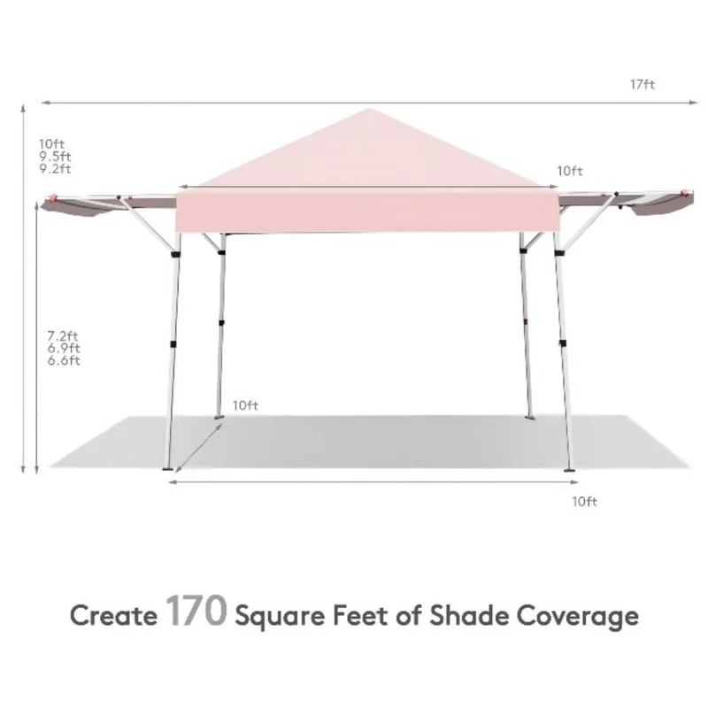 17 ft. x 10 ft. Foldable Pop Up Gazebo Canopy with Adjustable Instant Sun Shelter