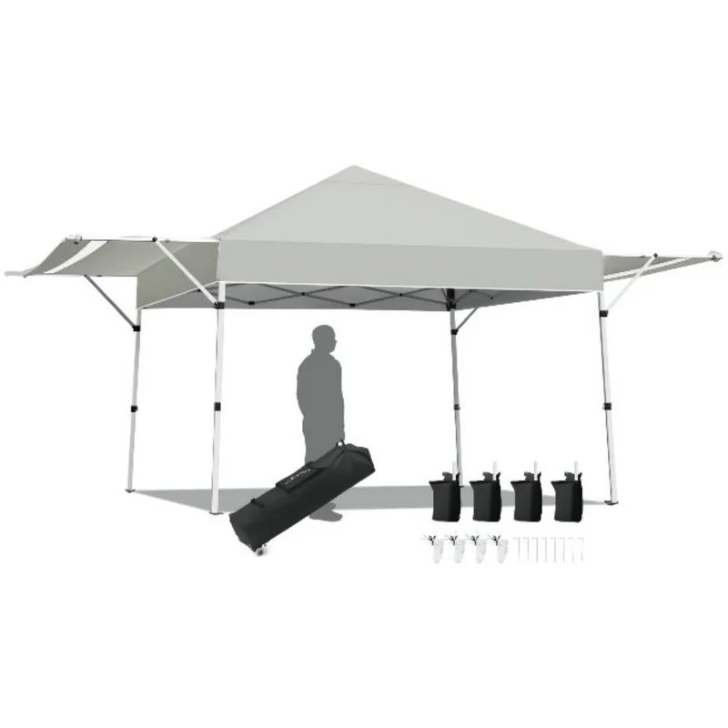 17 ft. x 10 ft. Foldable Pop Up Gazebo Canopy with Adjustable Instant Sun Shelter