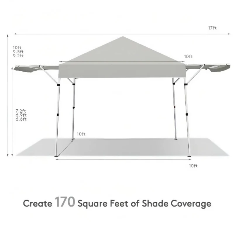 17 ft. x 10 ft. Foldable Pop Up Gazebo Canopy with Adjustable Instant Sun Shelter