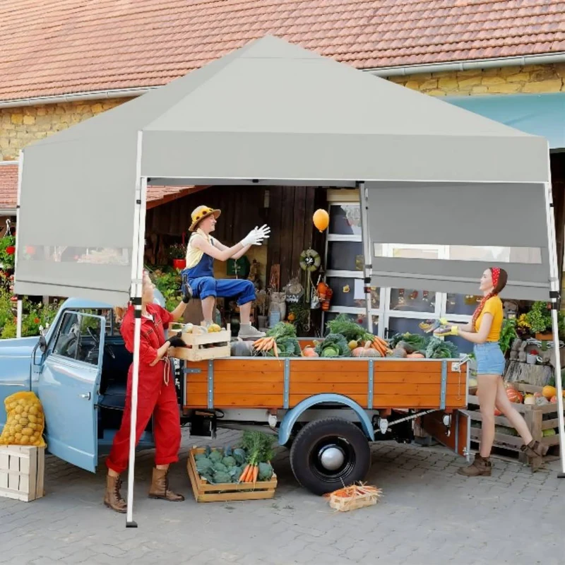 17 ft. x 10 ft. Foldable Pop Up Gazebo Canopy with Adjustable Instant Sun Shelter