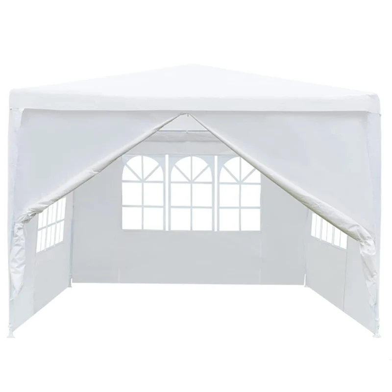 10 ft. x 10 ft. White Patio Tent Party Tent with 4 Removable Side Walls