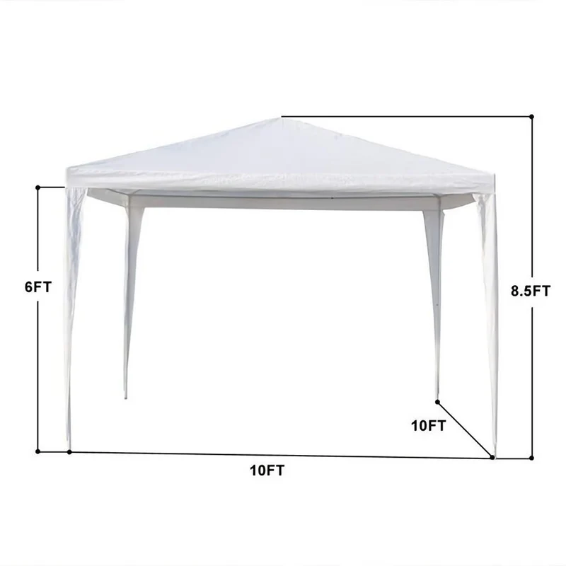 10 ft. x 10 ft. White Patio Tent Party Tent with 3 Removable Side Walls