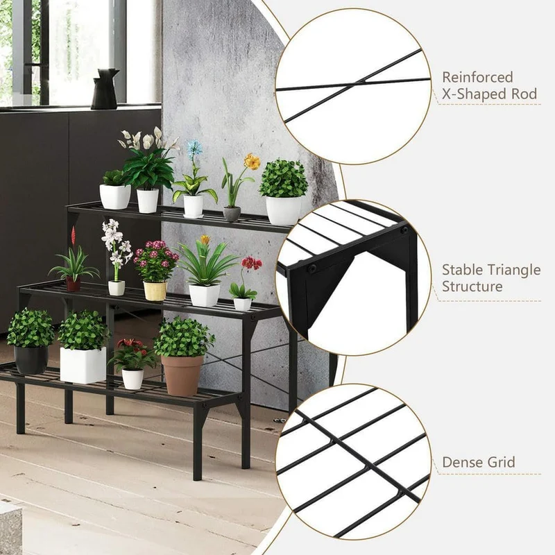 Outdoor Metal Heavy-Duty Plant Stand (3-Tier)