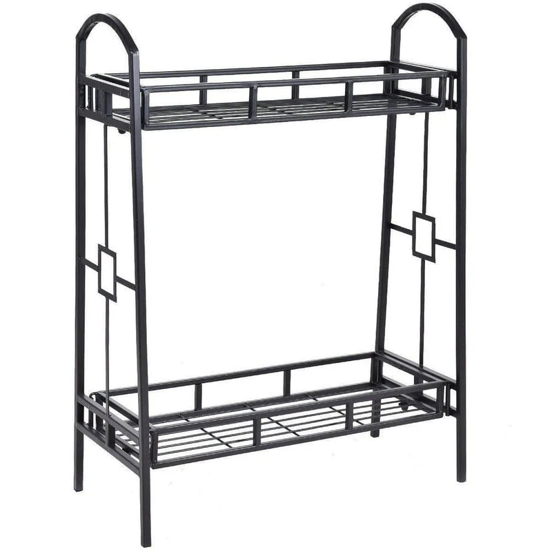 32 in. Tall Heavy-Duty Metal Flower Plant Stand (2-Tier)