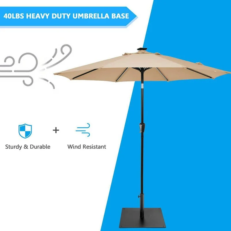 40 lbs. Square Metal Patio Umbrella Base in Black