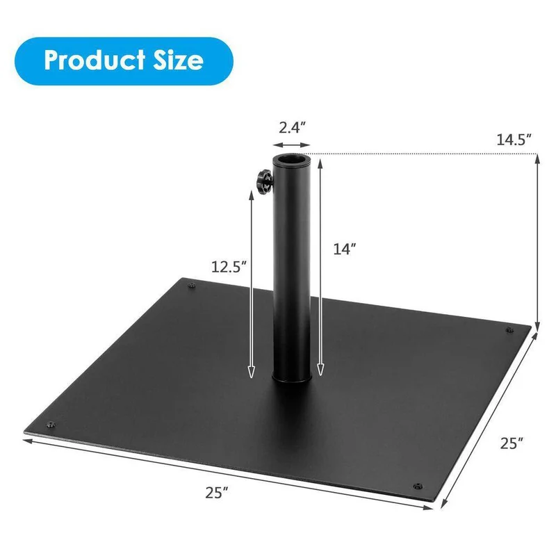 40 lbs. Square Metal Patio Umbrella Base in Black
