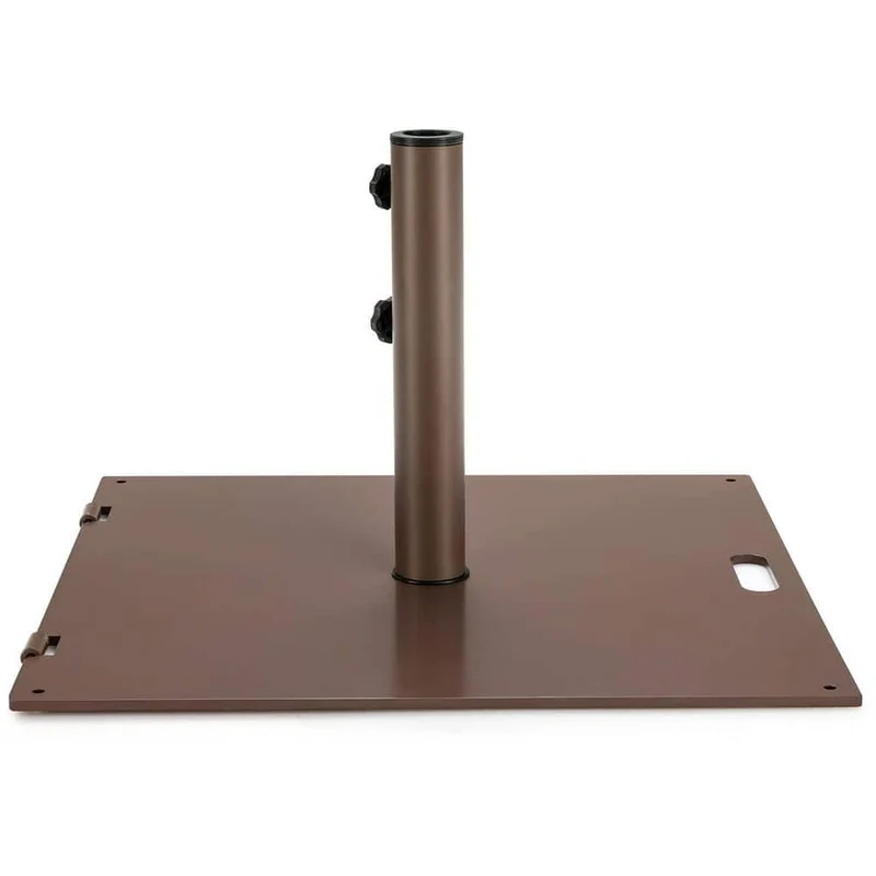 50 lbs. Square Metal Patio Umbrella Base in Brown