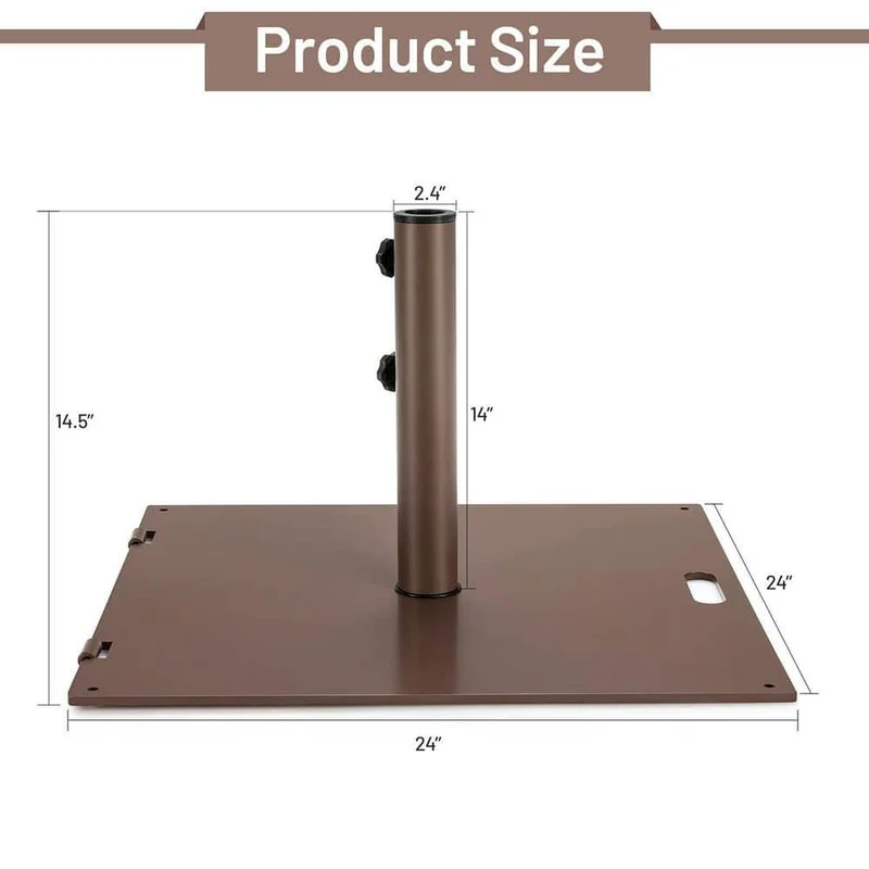 50 lbs. Square Metal Patio Umbrella Base in Brown