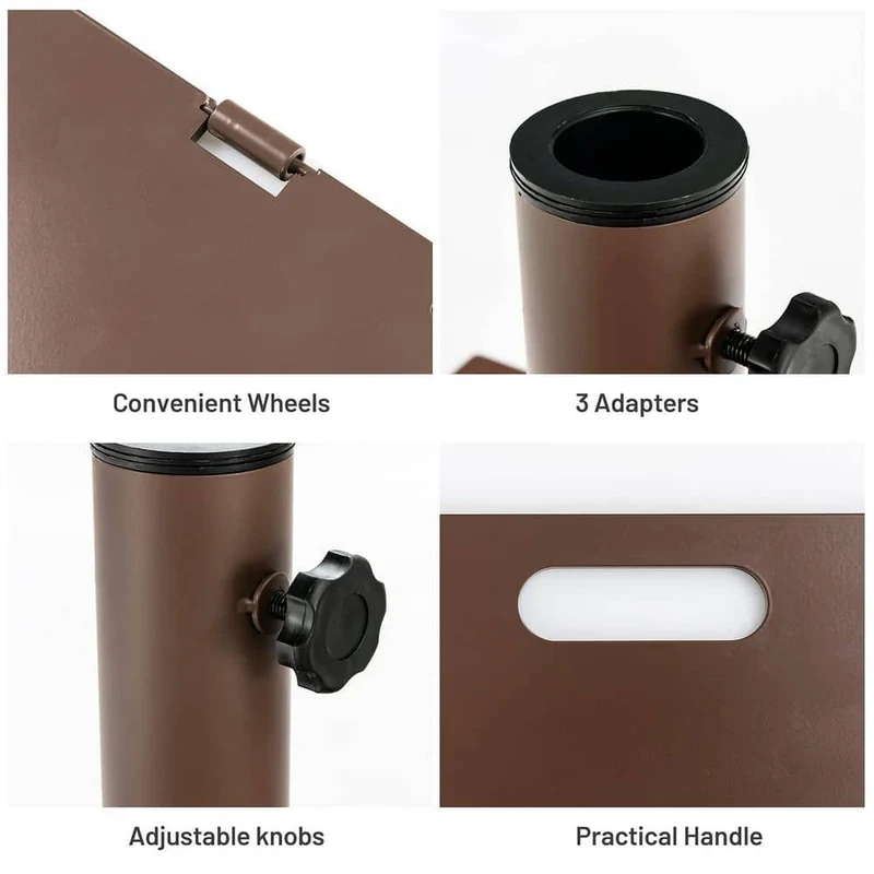 50 lbs. Square Metal Patio Umbrella Base in Brown