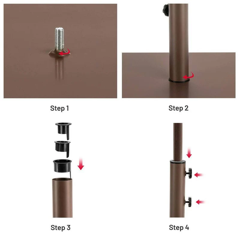 50 lbs. Square Metal Patio Umbrella Base in Brown
