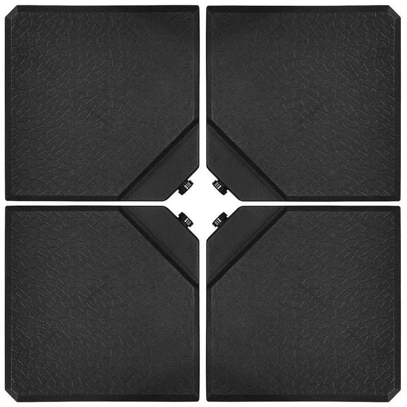 4-Pieces Plastic Patio Umbrella Base Weights in Black