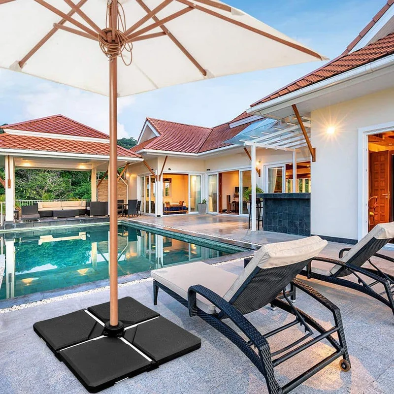 4-Pieces Plastic Patio Umbrella Base Weights in Black