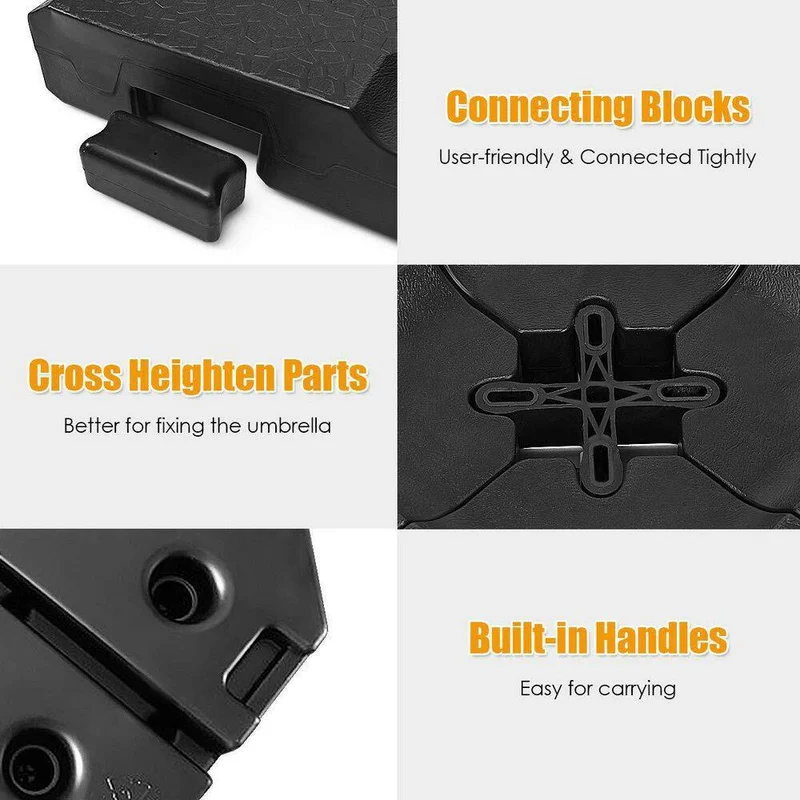 4-Piece Cantilever Offset Patio Umbrella Base in Black