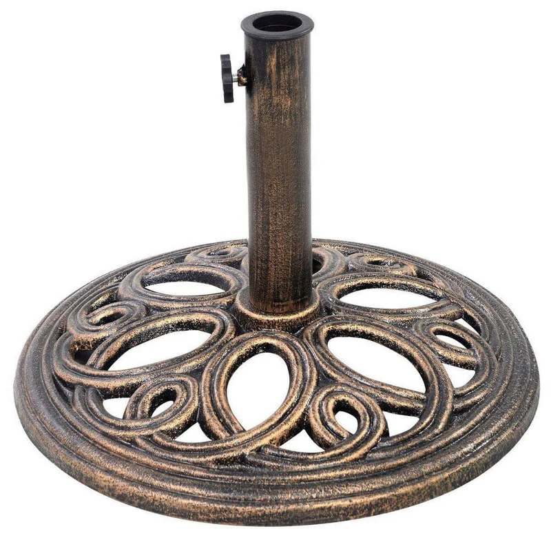 Round Metal Patio Umbrella Base in Bronze