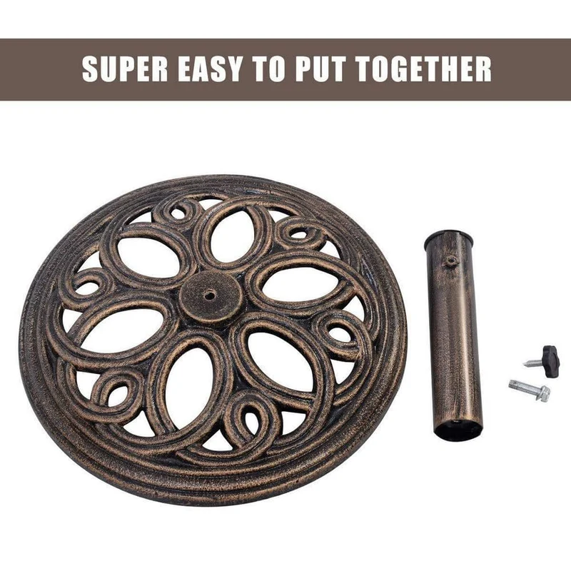 Round Metal Patio Umbrella Base in Bronze