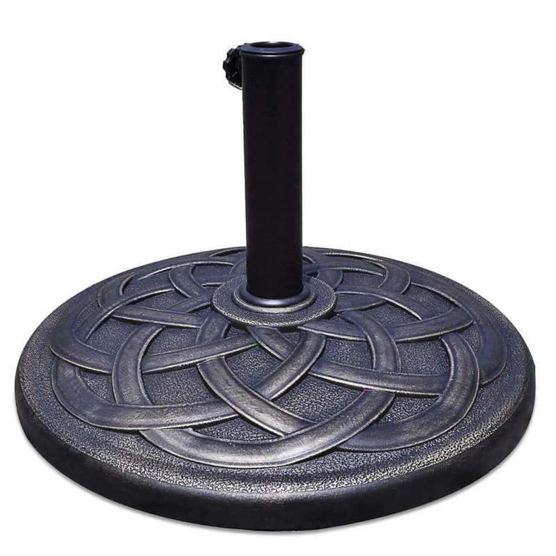Circle Weave Round Metal Patio Umbrella Base in Bronze