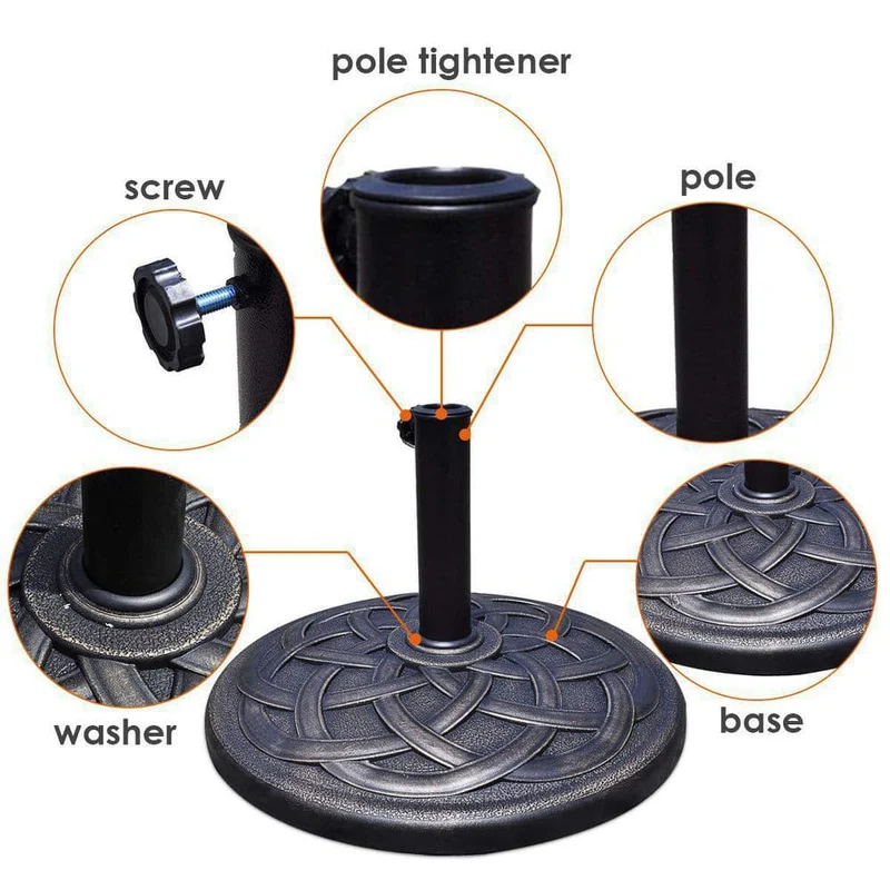 Circle Weave Round Metal Patio Umbrella Base in Bronze