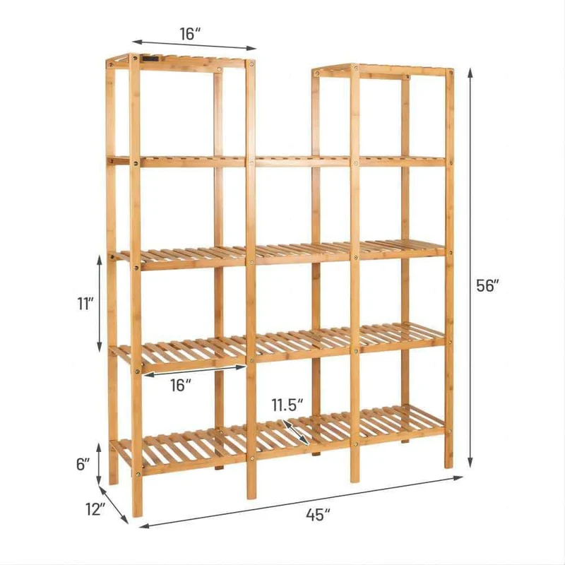 56 in. Multi-Functional Wood Shelf Flower Plant Stand