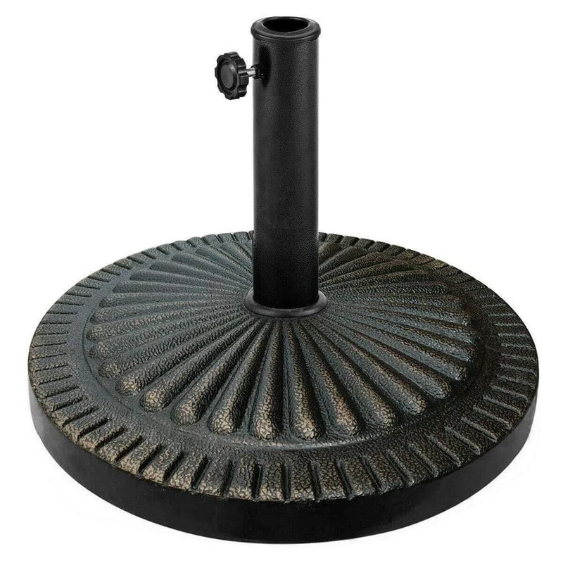 31.5 lbs. Heavy-Duty Round Resin Patio Umbrella Base Stand Holder with Lockable Wheels in Bronze