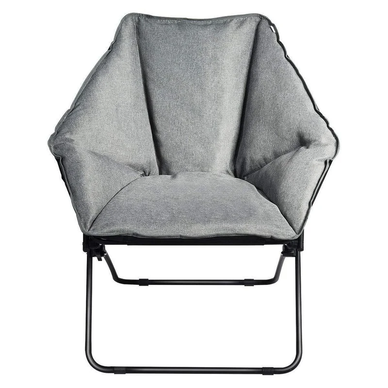 Gray Oversized Folding Camping Chair with Sturdy Iron Frame