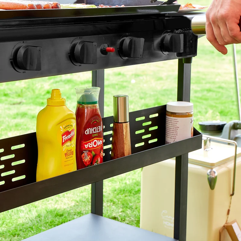 4-Burner Foldable Outdoor Propane Gas Grill in Black with Wheels