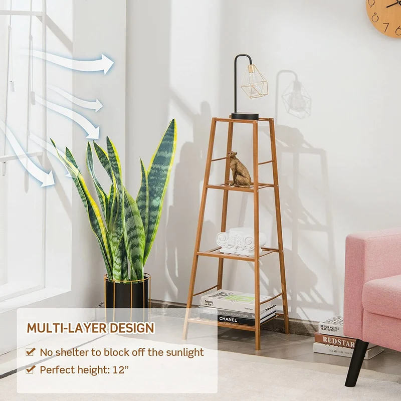 Indoor/Outdoor Brown Wood Plant Stand Display Holder (4-Tier)