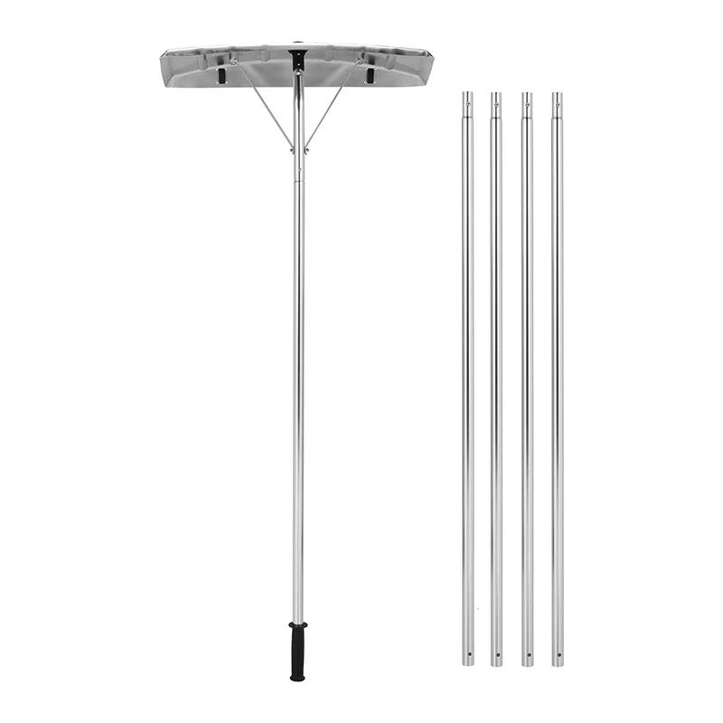 240 in. Plastic Handle Sectional Aluminum Snow Roof Rake with Built-in Wheels