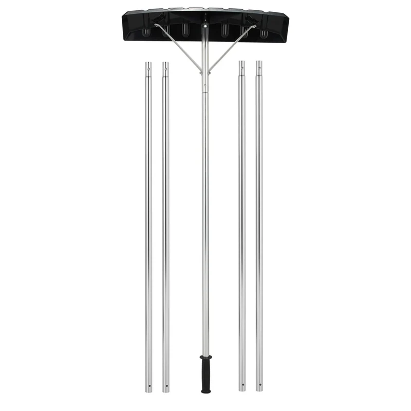 240 in. Plastic Handle Extendable Aluminum Snow Roof Rake