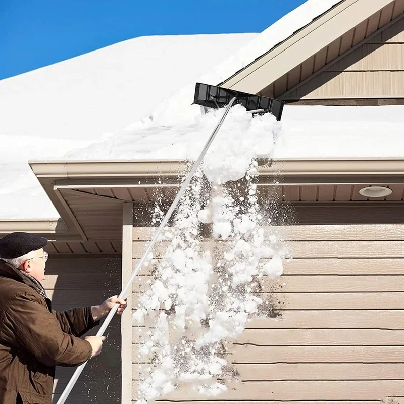 240 in. Plastic Handle Extendable Aluminum Snow Roof Rake