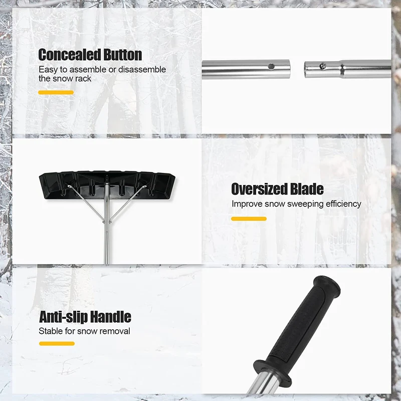 240 in. Plastic Handle Extendable Aluminum Snow Roof Rake